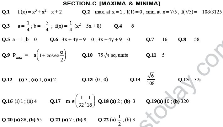 JEE Mathematics Application of Derivatives MCQs Set A-Sec-C