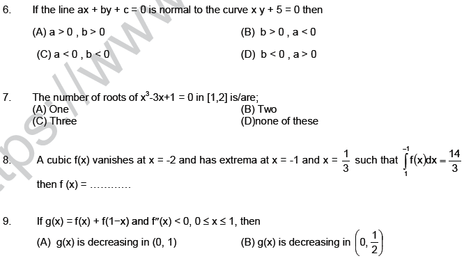 JEE Mathematics Application of Derivatives MCQs Set B-16