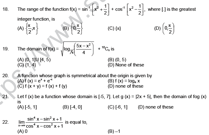 JEE Mathematics Application of Derivatives MCQs Set B-3