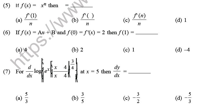 JEE Mathematics Application of Derivatives MCQs Set D-1
