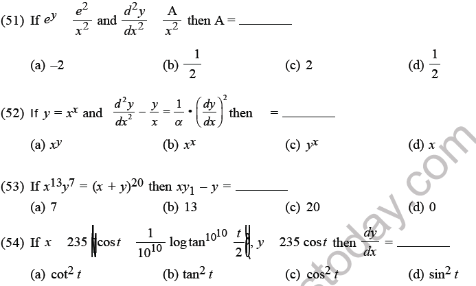 JEE Mathematics Application of Derivatives MCQs Set D-15