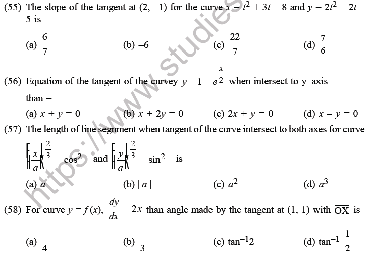 JEE Mathematics Application of Derivatives MCQs Set D-16