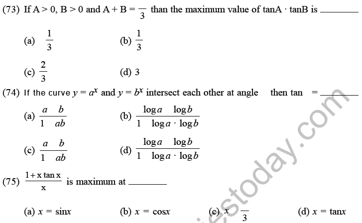 JEE Mathematics Application of Derivatives MCQs Set D-21