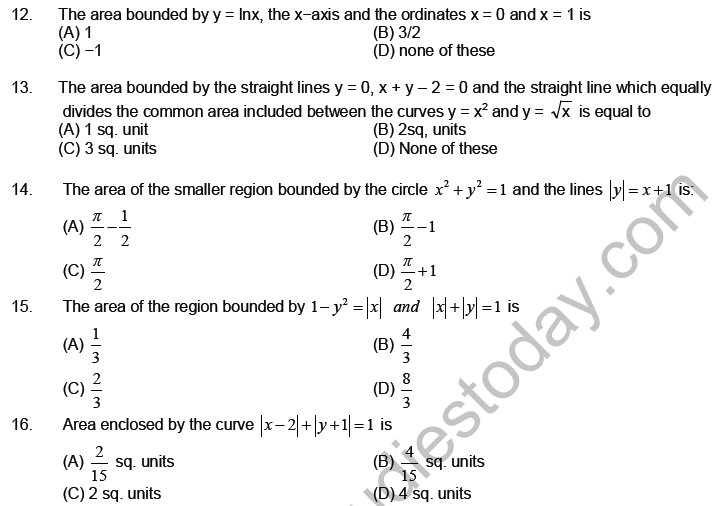 JEE Mathematics Area under Curve MCQs Set A-6