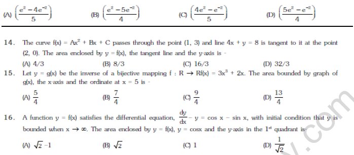 JEE Mathematics Area under Curve MCQs Set B-3