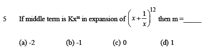 JEE Mathematics Binomial Theorem MCQs Set A-