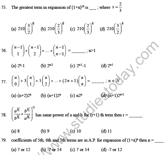 JEE Mathematics Binomial Theorem MCQs Set A-19