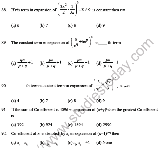 JEE Mathematics Binomial Theorem MCQs Set A-23