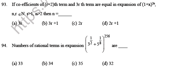 JEE Mathematics Binomial Theorem MCQs Set A-24