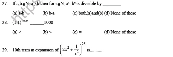 JEE Mathematics Binomial Theorem MCQs Set A-6