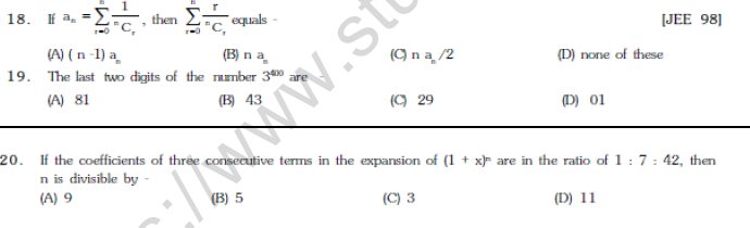 JEE Mathematics Binomial Theorem MCQs Set B-3