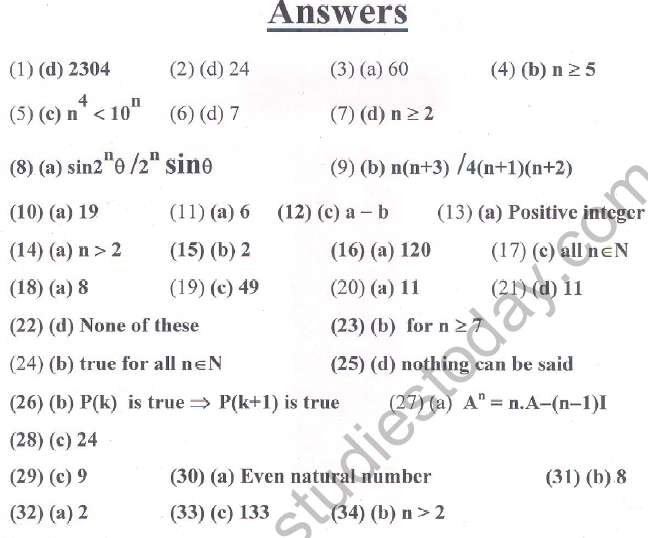 JEE Mathematics Binomial Theorem MCQs Set D-Ans