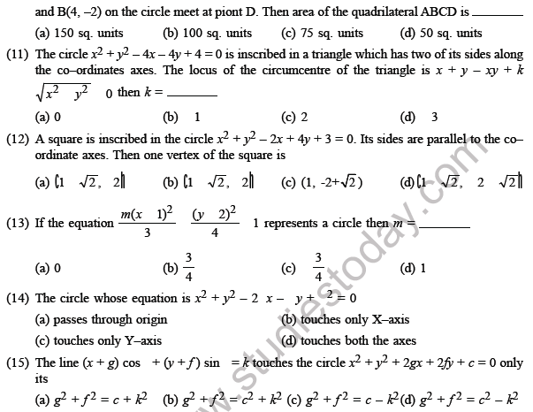 JEE Mathematics Circle and Conic Section MCQs Set A-1