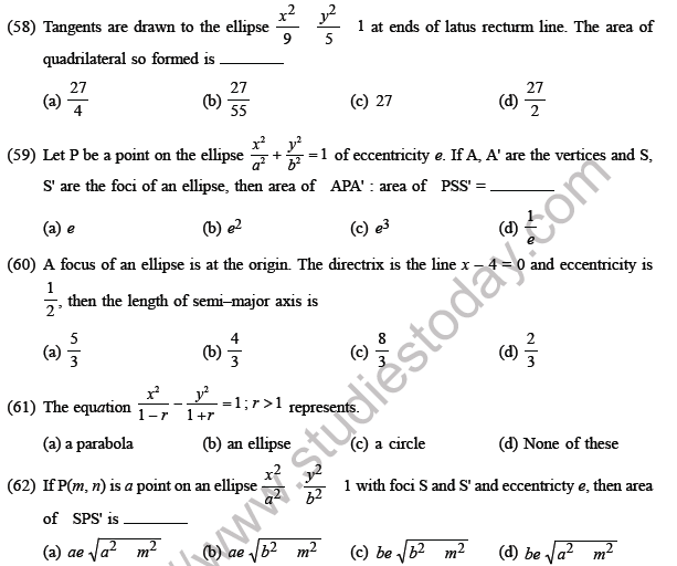JEE Mathematics Circle and Conic Section MCQs Set A-11