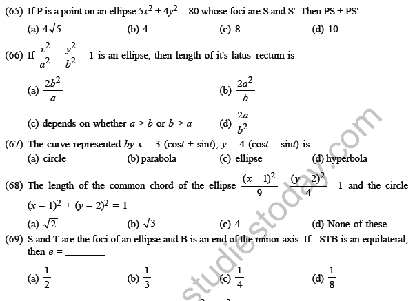 JEE Mathematics Circle and Conic Section MCQs Set A-13