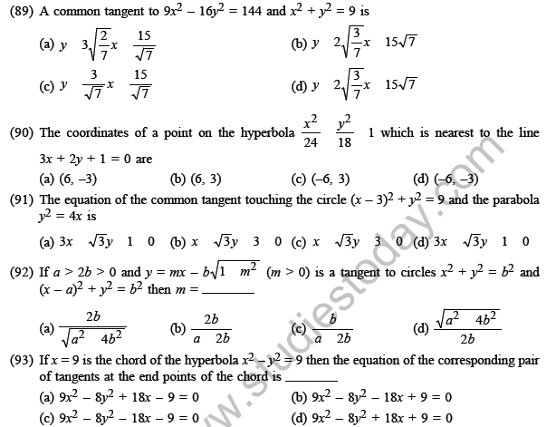 JEE Mathematics Circle and Conic Section MCQs Set A-19
