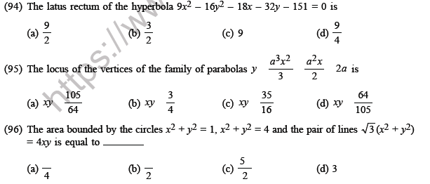 JEE Mathematics Circle and Conic Section MCQs Set A-20