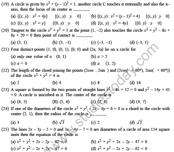 JEE Mathematics Circle and Conic Section MCQs Set A-3