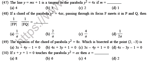 JEE Mathematics Circle and Conic Section MCQs Set A-8