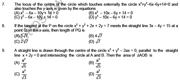 JEE Mathematics Circle and Conic Section MCQs SetB-level2-