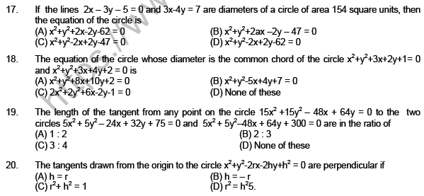 JEE Mathematics Circle and Conic Section MCQs SetB-level2-2