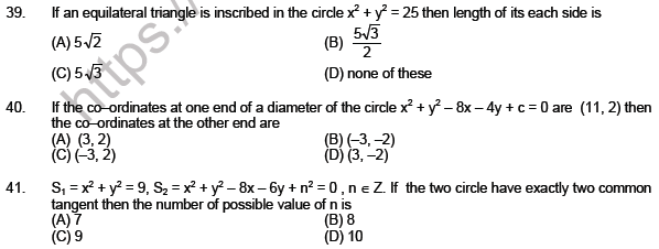 JEE Mathematics Circle and Conic Section MCQs SetB-level2-6