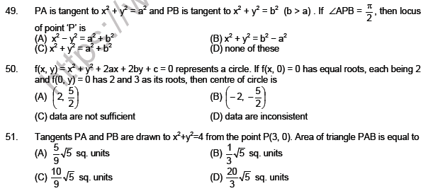 JEE Mathematics Circle and Conic Section MCQs SetB-level2-8