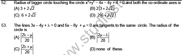 JEE Mathematics Circle and Conic Section MCQs SetB-level2-9