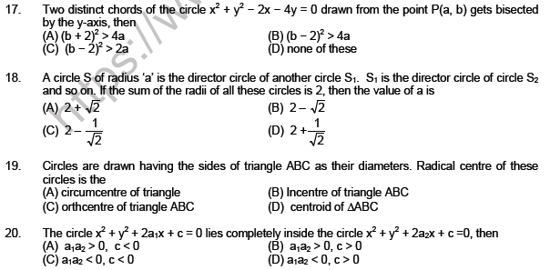 JEE Mathematics Circle and Conic Section MCQs SetB-level3-2