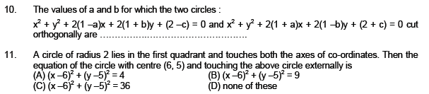 JEE Mathematics Circle and Conic Section MCQs SetB