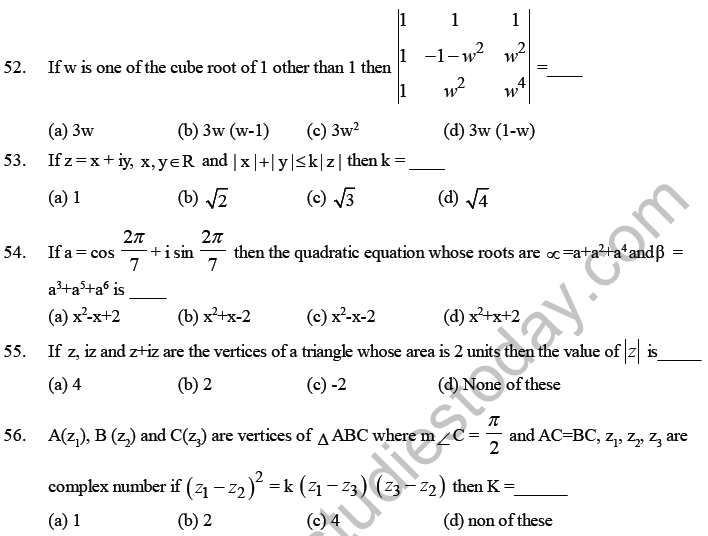 JEE Mathematics Complex Numbers MCQs Set A-12