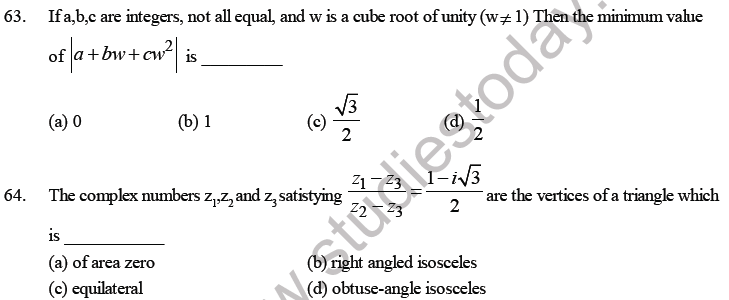 JEE Mathematics Complex Numbers MCQs Set A-15