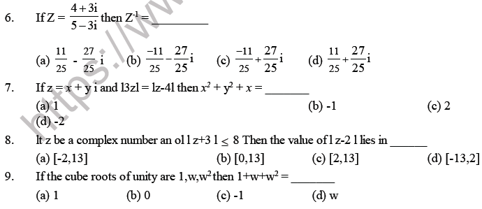 JEE Mathematics Complex Numbers MCQs Set A-1