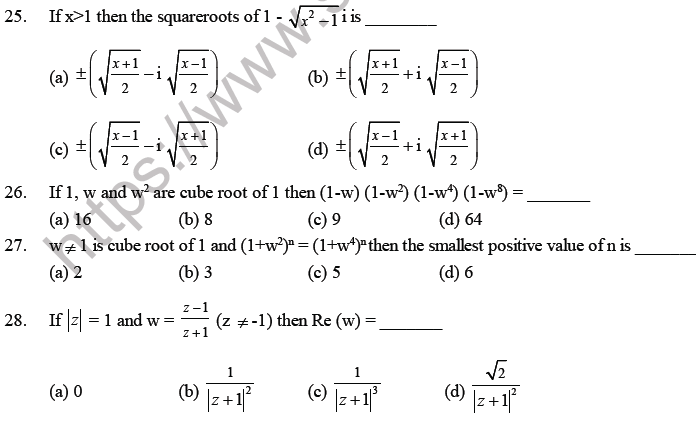 JEE Mathematics Complex Numbers MCQs Set A-5