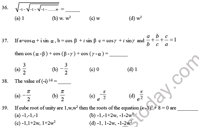 JEE Mathematics Complex Numbers MCQs Set A-8