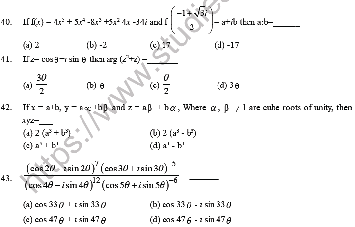 JEE Mathematics Complex Numbers MCQs Set A-9