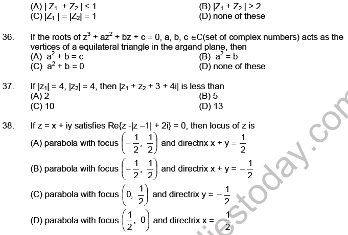 JEE Mathematics Complex Numbers MCQs Set C-11