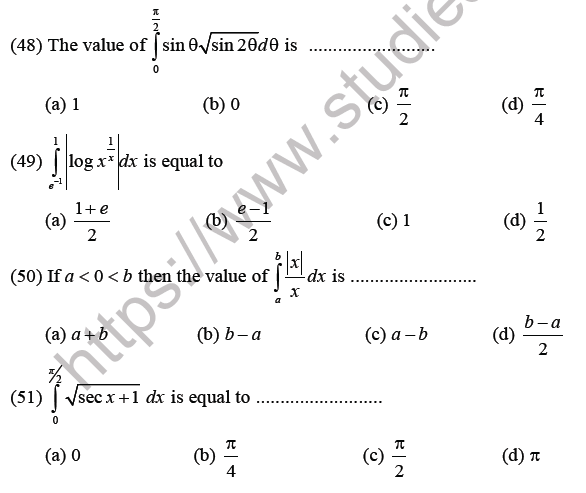 JEE Mathematics Definite Integration MCQs Set A-11