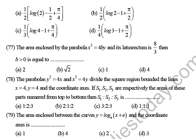 JEE Mathematics Definite Integration MCQs Set A-18