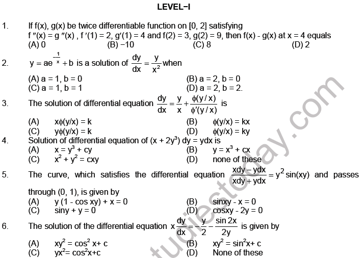 JEE Mathematics Differential Equations MCQs Set A-