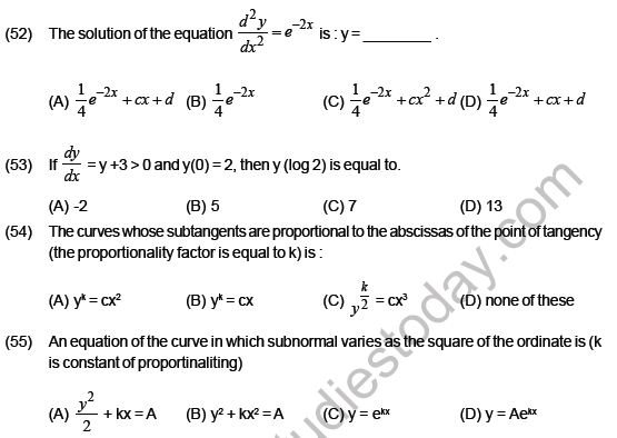 JEE Mathematics Differential Equations MCQs Set B-13