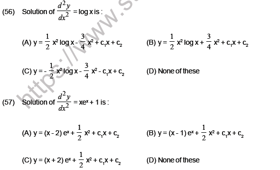 JEE Mathematics Differential Equations MCQs Set B-14
