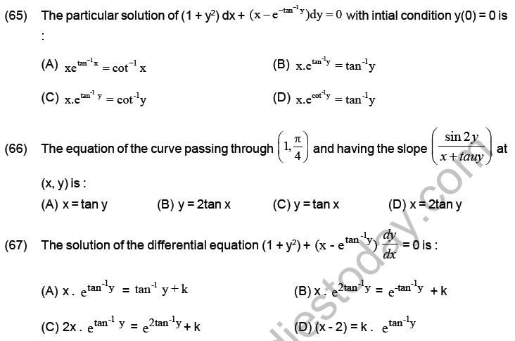 JEE Mathematics Differential Equations MCQs Set B-17