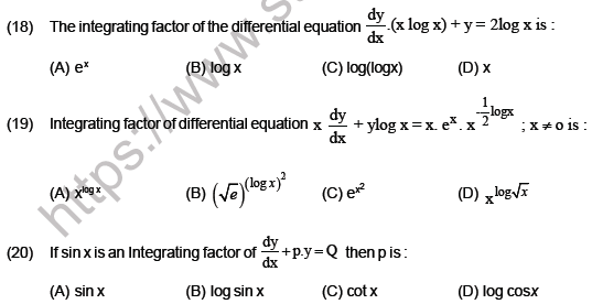 JEE Mathematics Differential Equations MCQs Set B-2