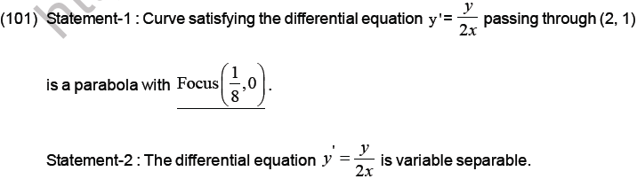 JEE Mathematics Differential Equations MCQs Set B-30