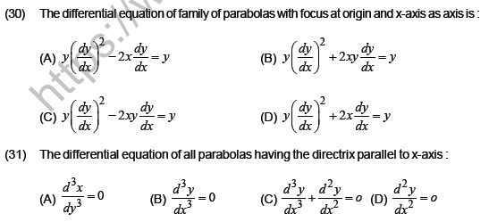 JEE Mathematics Differential Equations MCQs Set B-6