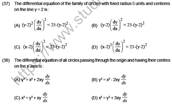 JEE Mathematics Differential Equations MCQs Set B-8