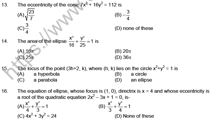 JEE Mathematics Ellipse MCQs Set A-3