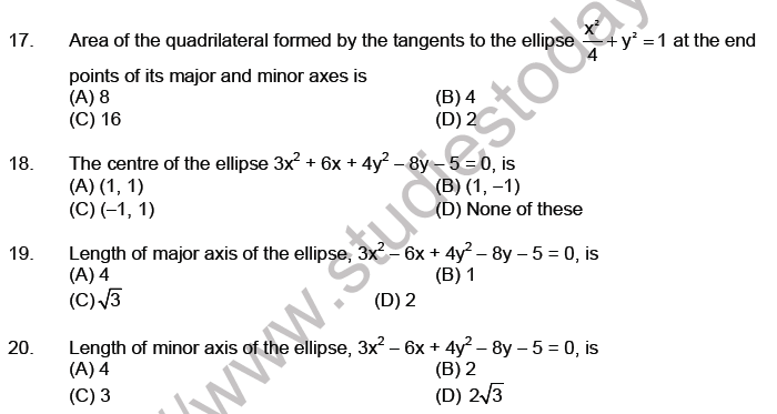 JEE Mathematics Ellipse MCQs Set A-4