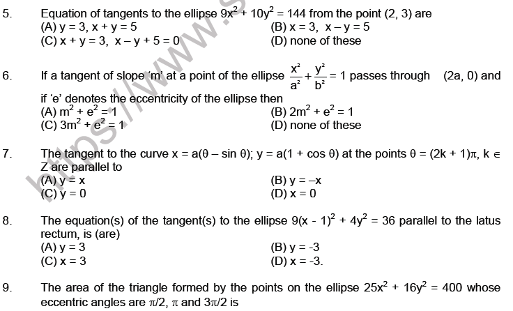 JEE Mathematics Ellipse MCQs Set A-Lev-2-